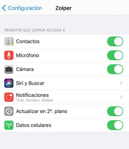Softphone zoiper en IOS segundo plano
